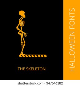 Halloween design vector font letter L consist of the sceleton. Spooky and Magical Alphabet
