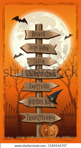 Halloween Design Halloween Wood Board Halloween Stock Vector (Royalty ...