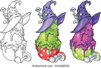 Halloween Dessert set. Black and white to choose any color you please and two variants of coloring 