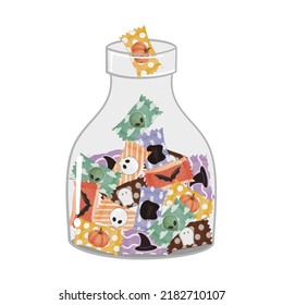 Halloween desserts in glass jars that look delicious. Candy store. Watercolor style vector candy illustration. Suitable for decorating on festivals or important days such as Halloween, etc.