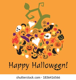 Halloween details in a shape of a pumpkin.