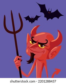 halloween devil character with bats