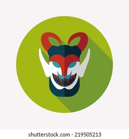 Halloween devil falt icon with long shadow,eps10