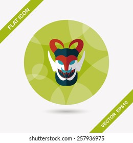 Halloween devil falt icon with long shadow,eps10
