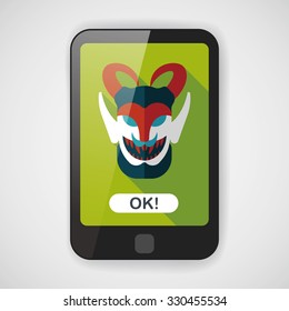 Halloween devil falt icon with long shadow,eps10