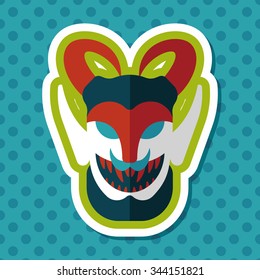 Halloween devil falt icon with long shadow,eps10