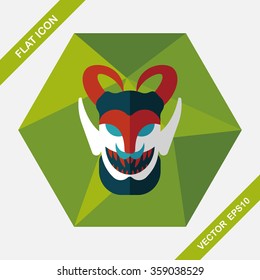 Halloween devil falt icon with long shadow,eps10