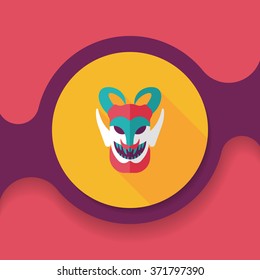Halloween devil falt icon with long shadow,eps10