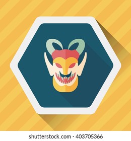 Halloween devil falt icon with long shadow,eps10