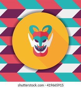 Halloween devil falt icon with long shadow,eps10