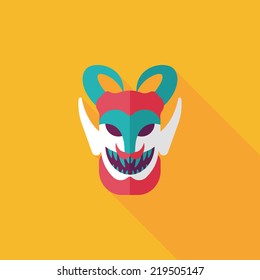 Halloween devil flat icon with long shadow,eps10