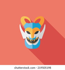 Halloween devil flat icon with long shadow,eps10