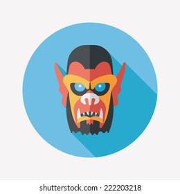 Halloween devil flat icon with long shadow,eps10