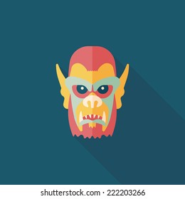 Halloween devil flat icon with long shadow,eps10