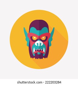 Halloween devil flat icon with long shadow,eps10