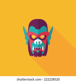 Halloween devil flat icon with long shadow,eps10