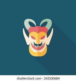 Halloween devil flat icon with long shadow, eps10