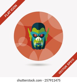 Halloween devil flat icon with long shadow,eps10