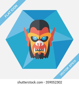 Halloween devil flat icon with long shadow,eps10