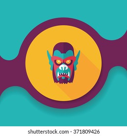 Halloween devil flat icon with long shadow,eps10
