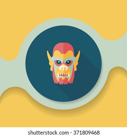 Halloween devil flat icon with long shadow,eps10