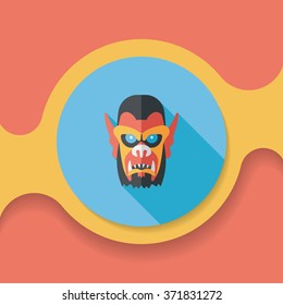 Halloween devil flat icon with long shadow,eps10