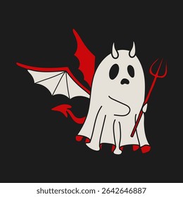 Halloween Devil Ghost with Trident and Fun Design