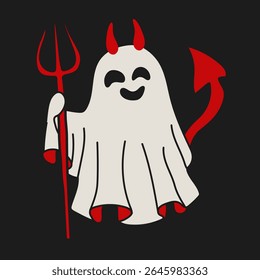 Halloween Devil Ghost com Trident e Design Divertido