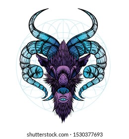 Halloween Devil Portrait on a white background. Cartoon style. Vector.