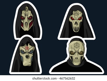 Halloween Devil Satan Face Mask Alchemy Horror Nightmare Fear Set