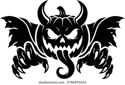 Halloween devil silhouette graphic illustration.