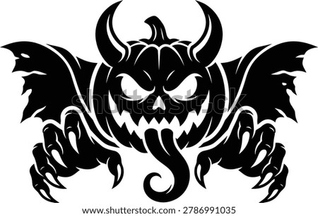 Halloween devil silhouette graphic illustration.