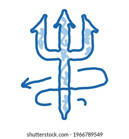 halloween devil trident sketch icon vector. Hand drawn blue doodle line art halloween devil trident sign. isolated symbol illustration