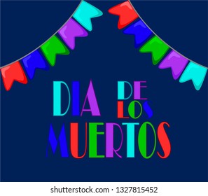 Halloween, Dia de los Muertos greeting card. Mexican Day of the Dead invitation. Decorative ribbon, sugar skull . Isolated vector illustration background