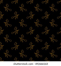 Halloween different linear seamless pattern with witch. Endless texture for wallpaper, web page background, wrapping paper and etc. Retro outline style for info graphics, media interfaces.