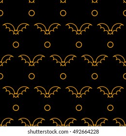 Halloween different linear seamless patterns. Endless texture for wallpaper, web page background, wrapping paper and etc. Retro outline style for info graphics, websites print media interfaces.