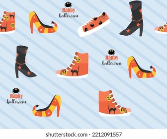 Halloween different seamless patterns,texture,wallpaper, background,cute,Vector illustrations.