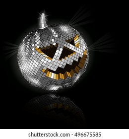 Halloween disco ball on black. Vector illustration