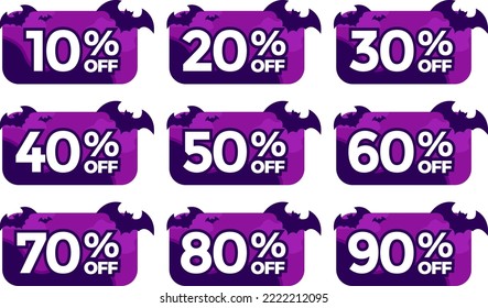 conjunto de vectores de etiqueta de descuento de halloween perfecto para aumentar las ventas de promoción de productos
