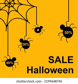 Halloween discount square template with cobwebs and spiders