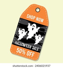 Halloween discount sticker Vector illustration