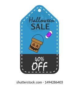 halloween discount tag with discount percentage, vector illustration