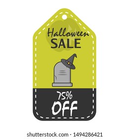 halloween discount tag with discount percentage, vector illustration