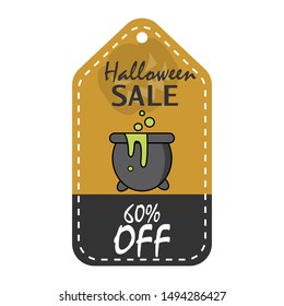 halloween discount tag with discount percentage, vector illustration