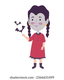 halloween disguised dracula girl illustration isolated