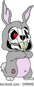 Halloween disguised scary rabbit skull illustration