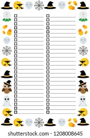 Halloween to do list with interesting Halloween border. Preparing to the party of all saints.