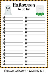 Halloween to do list.Preparing to the holiday of all saints. Vector Illustration. Symbols of Halloween. 