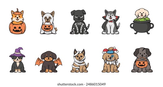 Conjunto de ilustración de perro de Halloween Colección