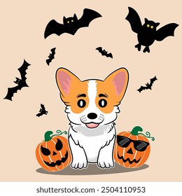 halloween dog sticker character vector design,halloween dog sticker character Spooky Paws Halloween Dog Illustrations.